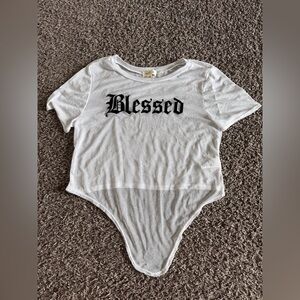 Love J White Graphic Bodysuit